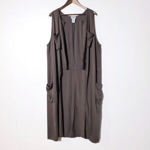 Monroe and Main Duster Cardigan Size 1X Sleeveless Lagenlook Large Pockets Women